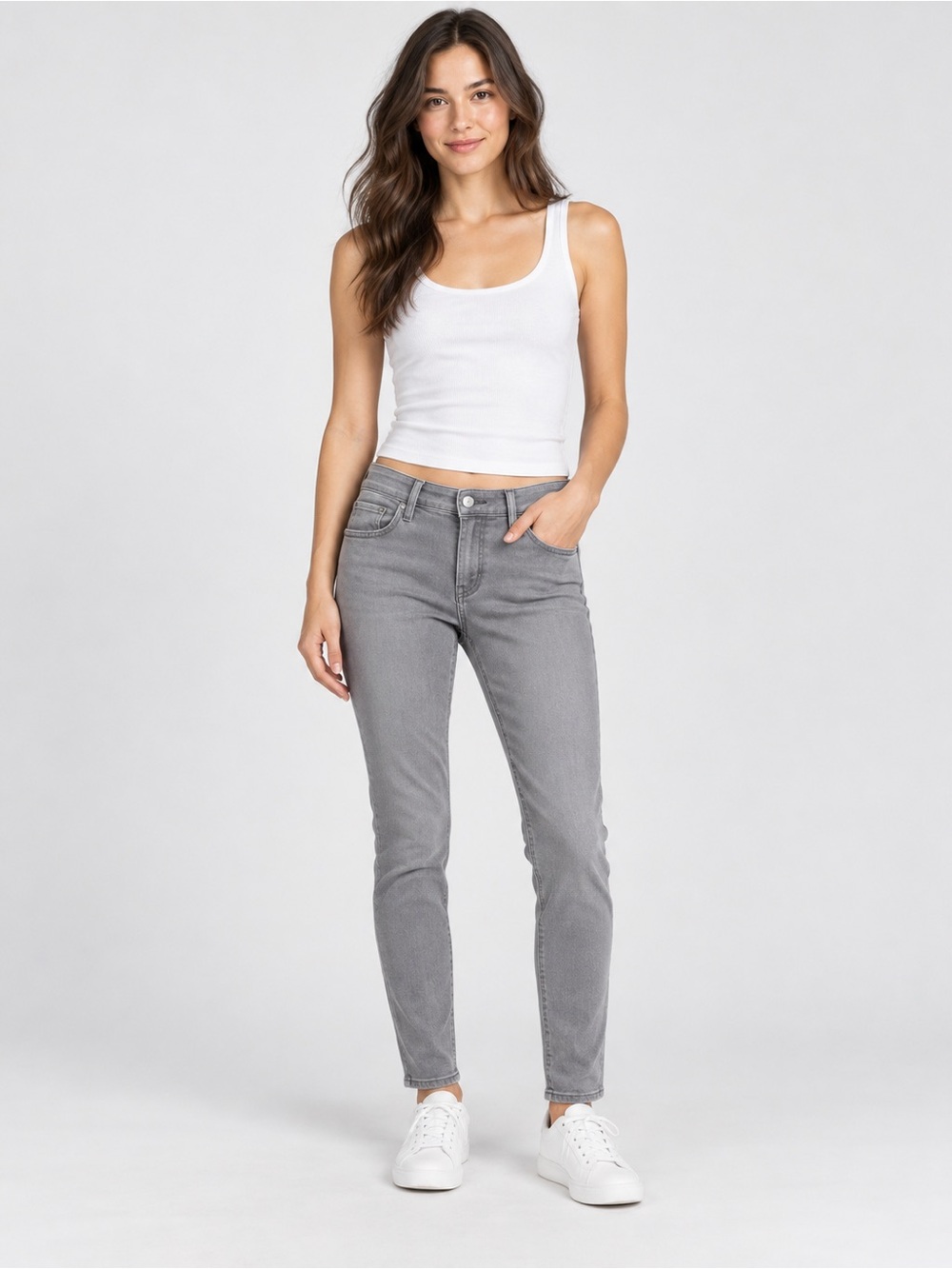 Uniqlo EZY Jeans Women’s XS Gray Skinny Tapered Stretch Denim